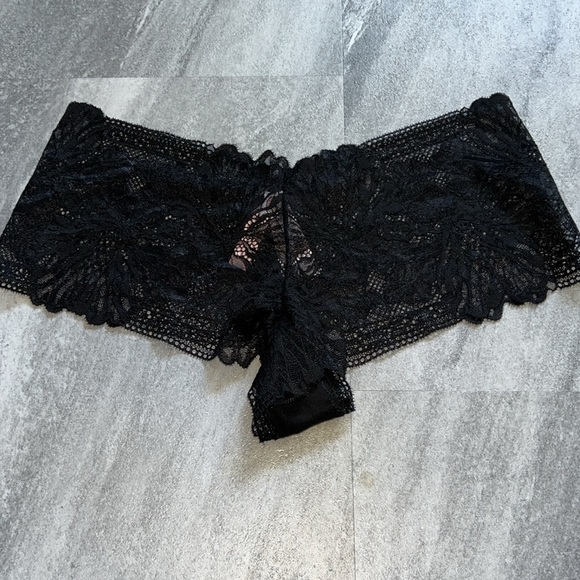 Black floral lace boy shorts underwear Large soft panties - Picture 7 of 8
